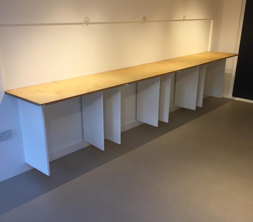 Work space - Space saving fold away work surfaces