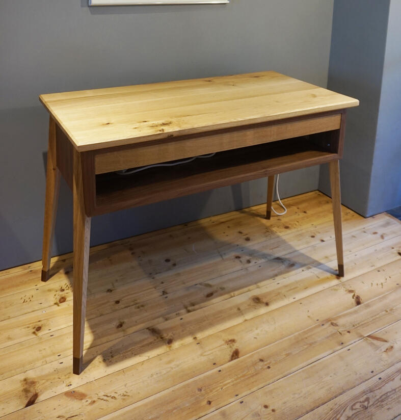 Music Desk - Bespoke table to incorporate the clients music system with integrated power lead through the leg